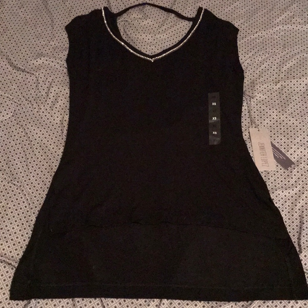 Jennifer Lopez jeweled black shirt